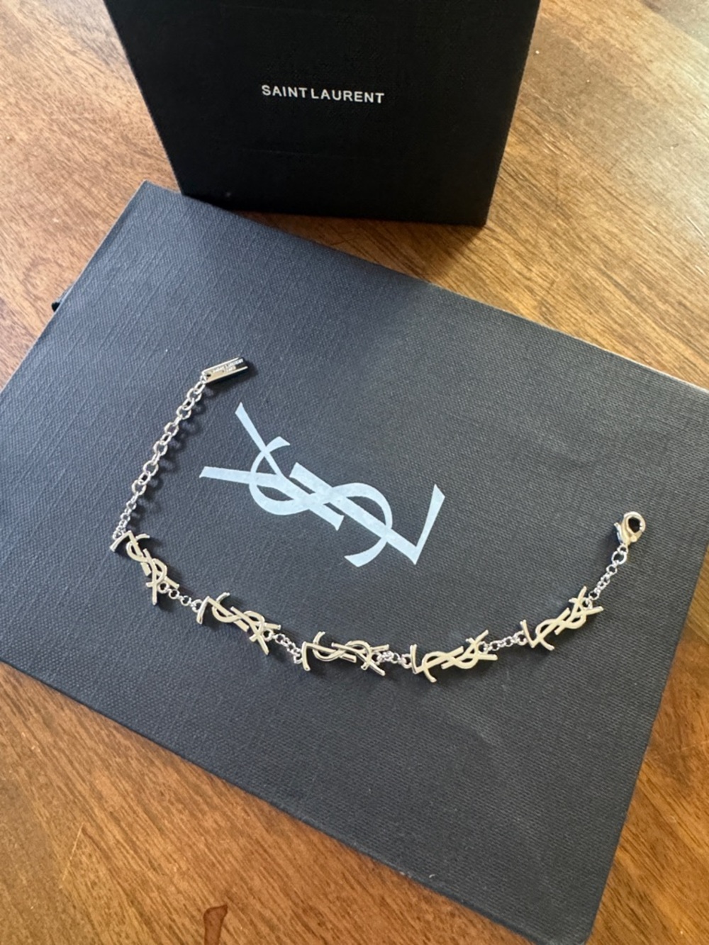 Saint Laurent Silver YSL Logo Link Bracelet - Picture 2 of 7